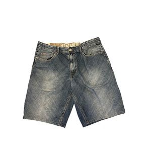 Ecko Unltd  Mens Denim Shorts 38" Waist Medium Wash Studded Pockets